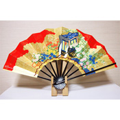 95 Size Decorative Fan Front: "Court Carriage" Back: "Weeping Cherry Blossom"