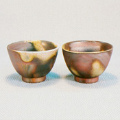 [Bizen Ware] Sangiri Short Teacups, Set of 2 w/Paper Box