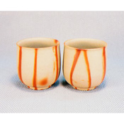 [Bizen Ware] Hidasuki Teacups, Set of 2 w/Paper Box