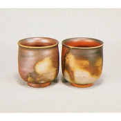 [Bizen Ware] Sangiri Teacups, Set of 2 w/Paper Box