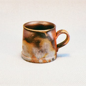 [Bizen Ware] Sangiri Coffee Cup, Flat Type w/Paper Box