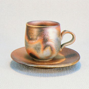 [Bizen Ware] Sangiri Coffee Set, Teacup Type w/Paper Box