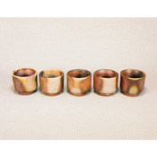 [Bizen Ware] Sangiri Mini Sake Cups, Set of 5 w/Paper Box