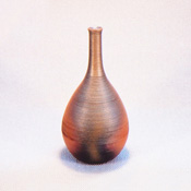 [Bizen Ware] Sangiri Striped Single-Flower Vase in Paper Box