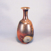 [Bizen Ware] Sangiri Vase w/Egg-Shaped Belly in Paper Box