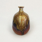 [Bizen Ware] Made by Yuichi Yamamoto, Shouldered Sake Bottle in Paulownia Box