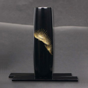 Wajima Lacquer Vase (Round) Gold-Inlaid Pine by Takade