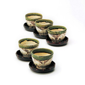 Shuhogama Oribe Persian Pattern Tea Cup Set of 5