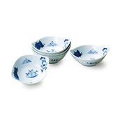 Seika Foreigner Depicted Boat Shaped Small Bowl Set