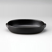 Black Glaze Large Oval Au Gratin Dish