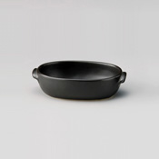 Black Glaze Small Oval Au Gratin Dish