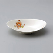 Orange Cherry Blossom Design Oval Pasta Plate M