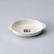 Semi-Porcelain Ribbed Oval Gratin Dish 