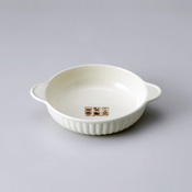 Semi-Porcelain Ribbed Round Gratin Dish 