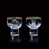 Good Fortune Cup Edo Cut Glass Cold Sake Cup Set