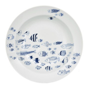 Hasami Ware, cocomarine Pasta Plate, School of Fish 