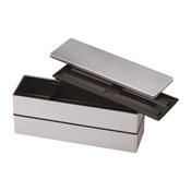 [Lunch Box] Men's Slim 2-Tier Lunch Box, Metallic Silver