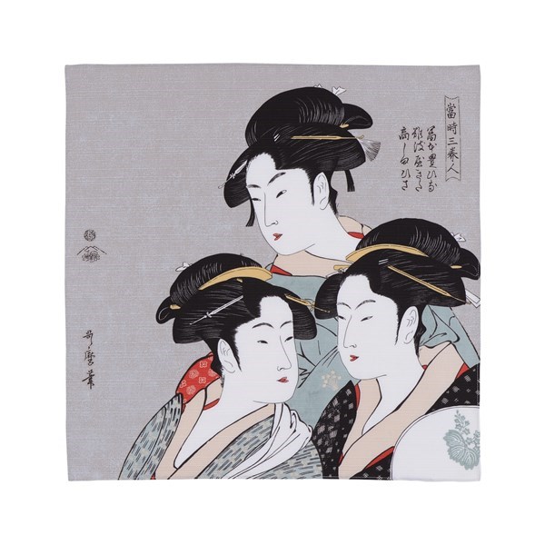 Japanese Ukiyoe Cotton Furoshiki Cloth Three Beauties Utamaro 