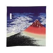 68 x 70cm  Ukiyoe Chirimen Yuzen Red Fuji