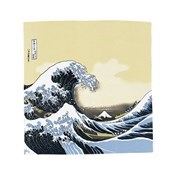 68 x 70cm Ukiyoe Chirimen Yuzen Wave & Fuji
