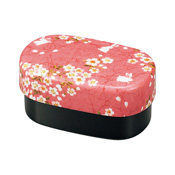 [Bento Box] Cherry Blossom & Rabbit  Bonded Cloth Kaga Oval Lunch Box, Pink
