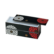 [Bento Box] Hyakuhana, Slim Square 2-Tier Lunch Box, Black