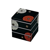 [Bento Box] Hyakuhana, 15.0 Square 3-Tier Box, Black