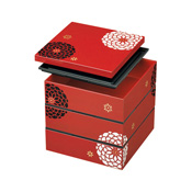 [Bento Box] Hyakuhana, 18.0 3-Tiered Lunch Box, Red 