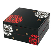 [Bento Box] Hyakuhana, 22.5 Square 2-Tier Hors  D'oeuvres Layered Box, Black