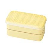 [Bento Box] Ajiro Color, Ajiro-Style Rectangular 2-Tier Lunch Box, S, Pale Yellow