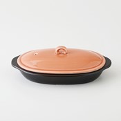 [Cookware] Microwave Cooking Dish, Oval, Pale Red