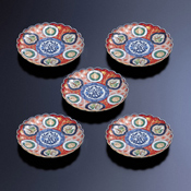 Red Mokko Landscape Japanese Plate Set, 5-Pack