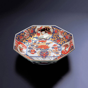 Gold Arabesque Flower Basket Design Octagonal Bowl