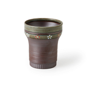 Sake Cup, Unglazed, Plum Leaf Pattern