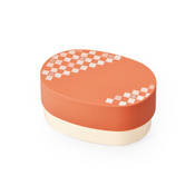 Traditional Japanese Color Oval-Coin-Shape Lunchbox (Persimmon Orange)
