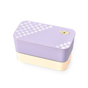 Traditional Japanese Color Long Rectangular 2-Tiered Lunchbox (Wisteria Purple)