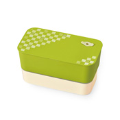 Traditional Japanese Color Long Rectangular 2-Tiered Lunchbox (Young Leaf Green)