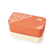Traditional Japanese Color Long Rectangular 2-Tiered Lunchbox (Persimmon Orange)
