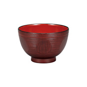 Microwave-Safe Shaved Soup Bowl w/Brush Trace (Red Wood Grain) 