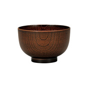 Microwave-Safe Kyoto-Style Soup Bowl (Brown Wood Grain) 