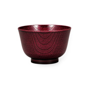Microwave-Safe Curved-Edge Soup Bowl (Red Wood-Grain) 