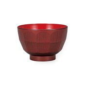 Microwave-Safe Cut Lacquered Soup Bowl (Red Inner, Transparent-Lacquer Finish) 