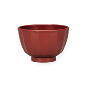 Microwave-Safe Lacquered Soup Bowl w/Engraved Chrysanthemum (All-Over Vermillion)  