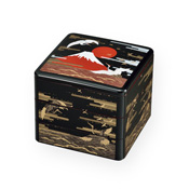 6.5 Size Authentic 3-Tier Box (Black, Mt. Fuji & Crane)
