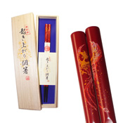 Face-Up Chopsticks (Phoenix Pattern), Vermilion