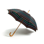Striped Wood Handled Hand-Opening Long Umbrella