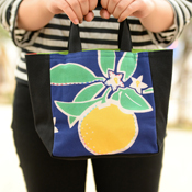 Tote Bag, (Small) Summer Orange, Navy