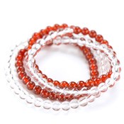 Kyoto Buddhist Rosary/Bracelet Quadruple Bracelet, Crystal, Red Agate 6mm