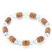 Kyoto Buddhist Rosary/Bracelet Bracelet, Sandalwood Cylindrical Heart Sutra w/Blue Topaz 