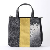 Gold Leaf Leather Tote Bag  (Black) 